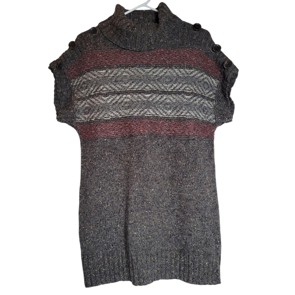 Ruff Hewn Women's Wool Blend Sleeveless Turtle Neck Sweater Dress Size M Gray